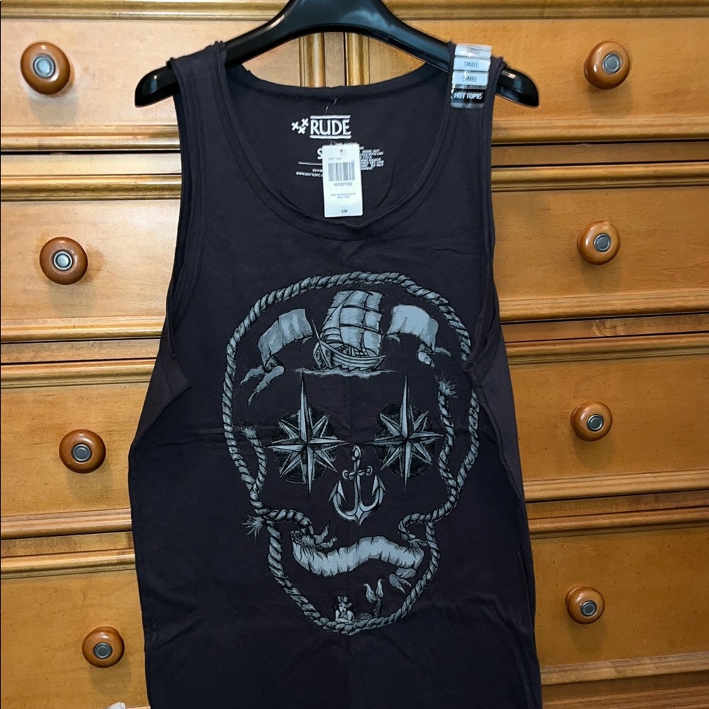 RUDE Black Nautical Skull Tank Top